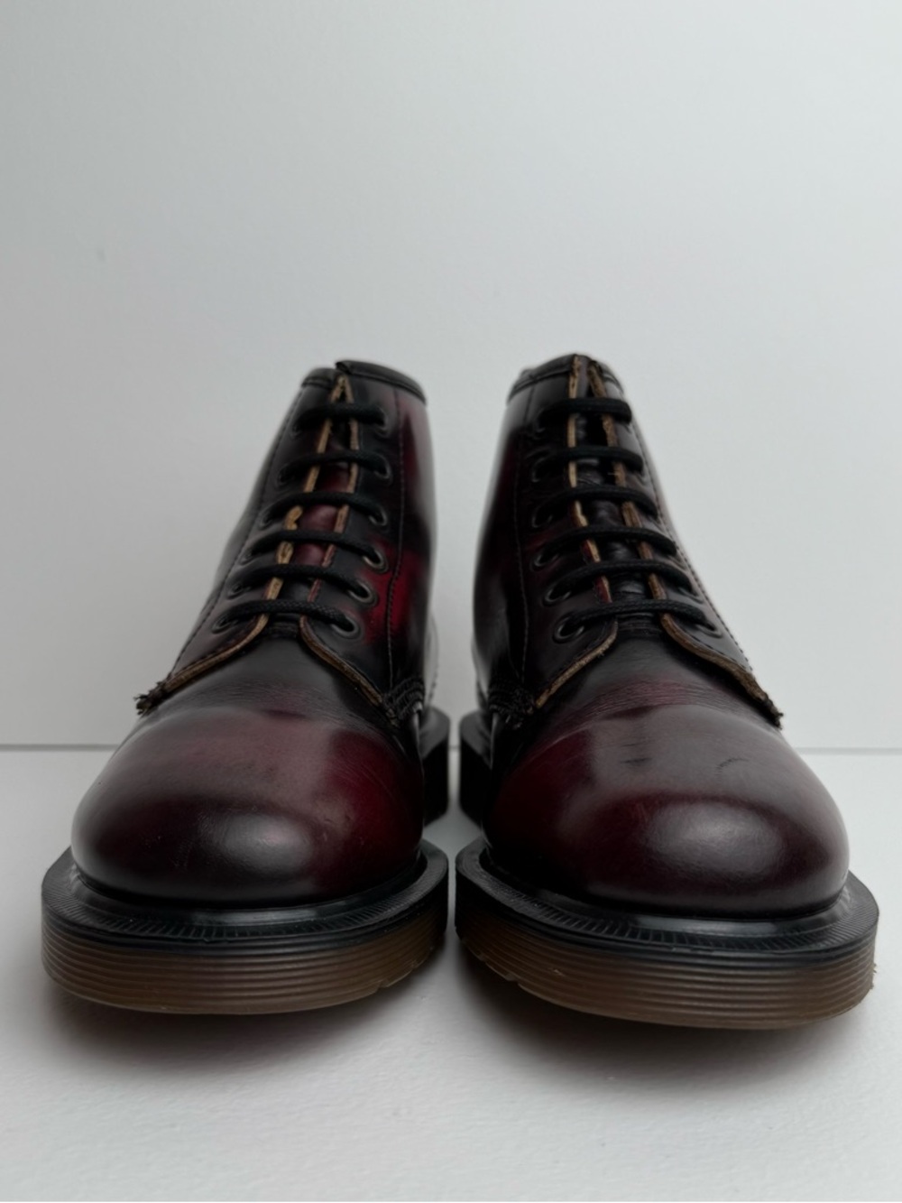 Vintage Doc Martens England Oxblood Red Black 101 MIE Rub Off Boots UK 4 - Picture 3 of 15